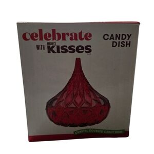 NIB Red Hershey's Kisses Clear Candy Jar Dish